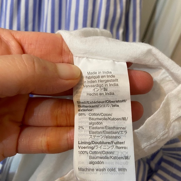 JCREW Blue/White Striped Sleeveless Midi Dress w/ Pockets Size 0 Cotton Elastane - Picture 7 of 12